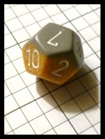 Dice : Dice - 12D - Chessex Half and Half Gold Speckle and Grey with White Numerals - Gen Con Aug 2012